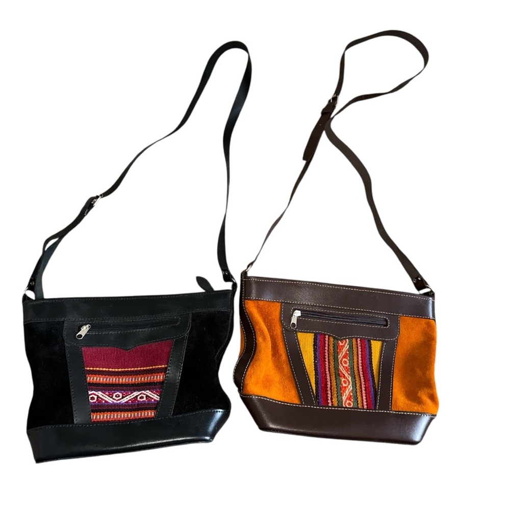SET OF 2 Bolivian Leather Crossbody Bags Handmade